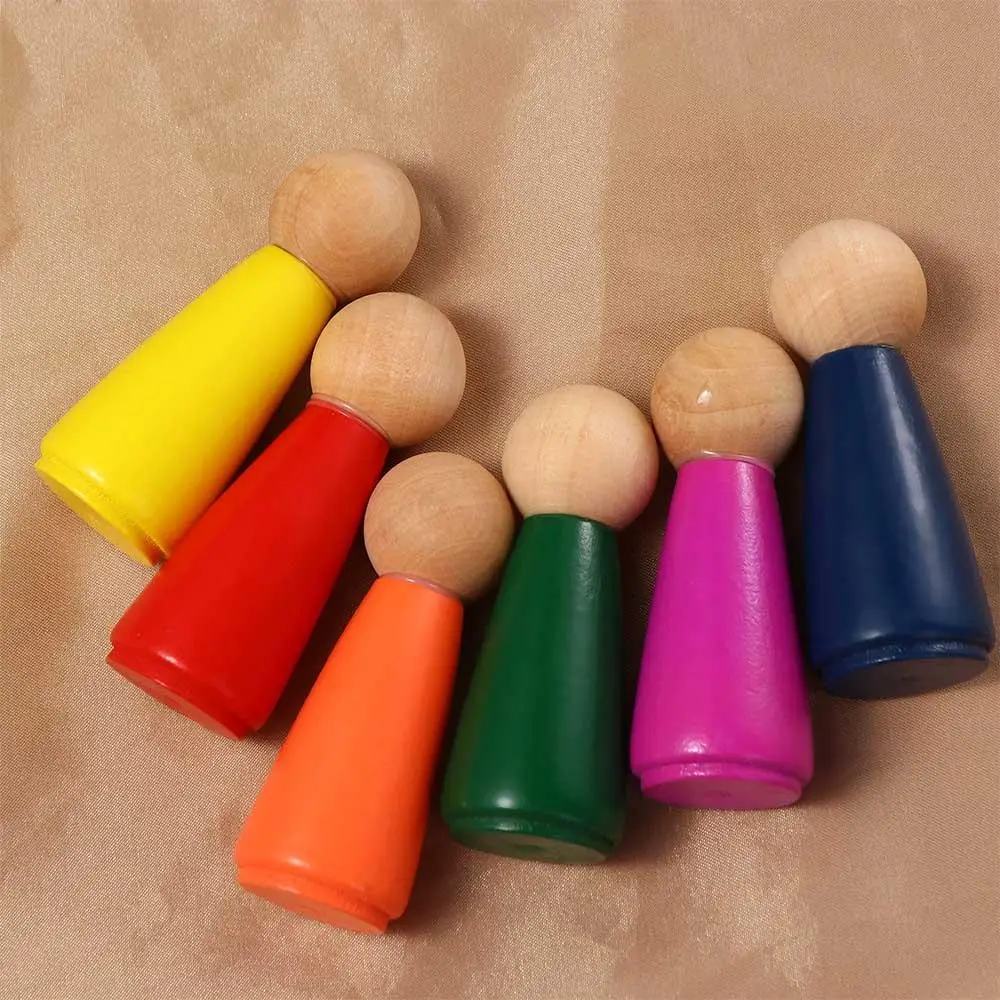 Asamblate Casa De Culoare Cognitive Oameni Cifre Papusa Montessori Jucarii Puzzle Jucărie Blocuri De Culoare Curcubeu Peg Păpuși - 1