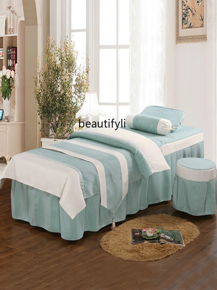 Frumusețea Cuvertură de pat de Patru Piese Set Lenjerie de pat din Bumbac Europene High-End Masaj Cearșaf Simplu cu Gauri - 1
