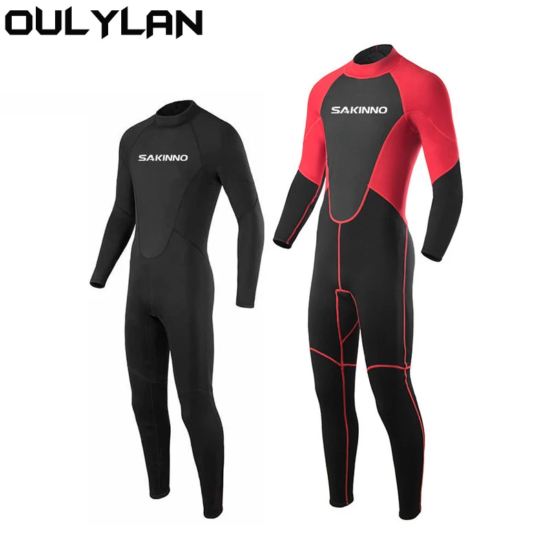 Oulylan Costum întreg de Oameni 3mm Costum de scafandru din Neopren, Surfing, Scufundări, Snorkelling Mâneci Lungi Zip Spate Termică costum de Baie Snorkeling - 1