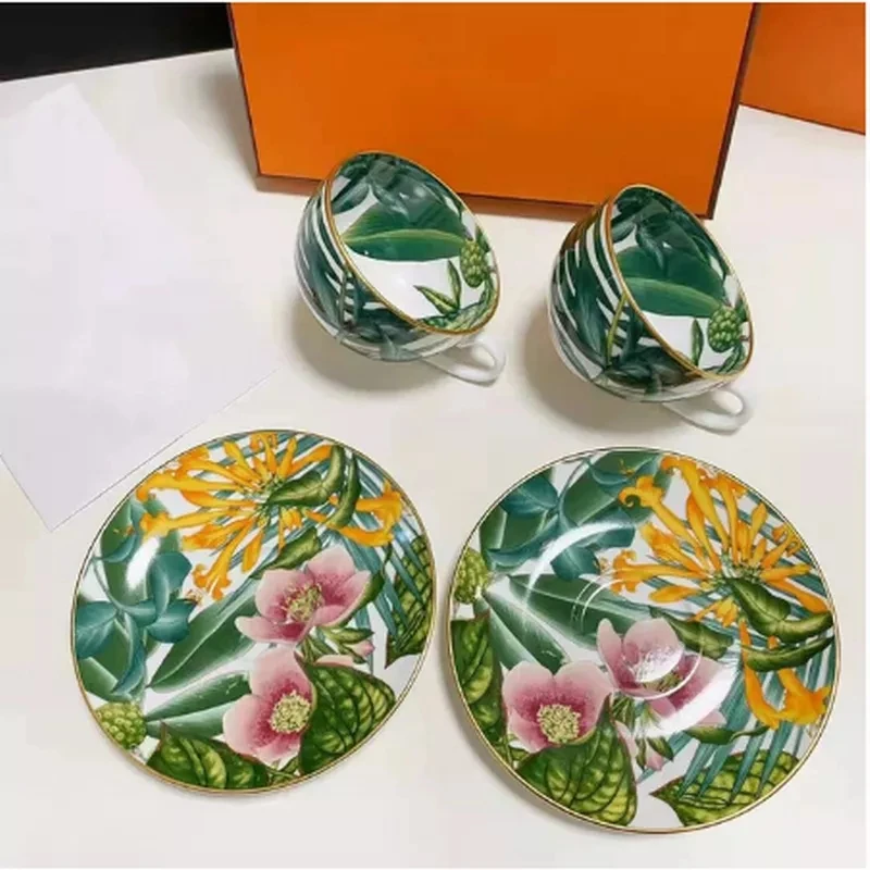 Stil Elegant catering bone china cupa multi-stil simplu ceramice cană cafea și farfurie farfurie cu model set 2 set cu cutie - 1