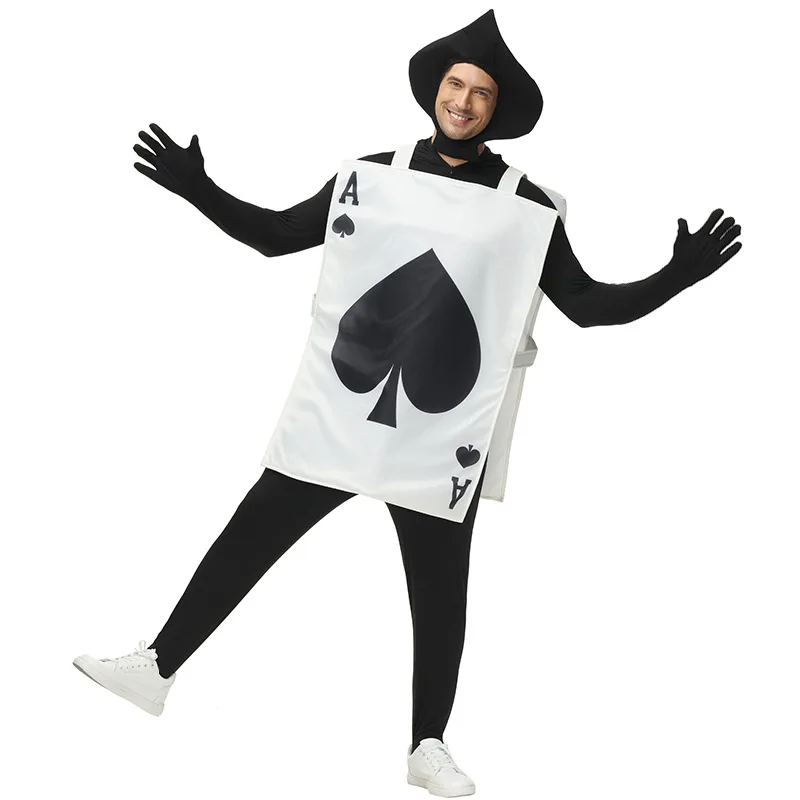 Unisex Părinte-Copil Asul de Pică Inimile Poker Carte de Joc Costum pentru Copii Copil Adult Tunica Pălărie, Costum Petrecere de Halloween Cosplay - 1