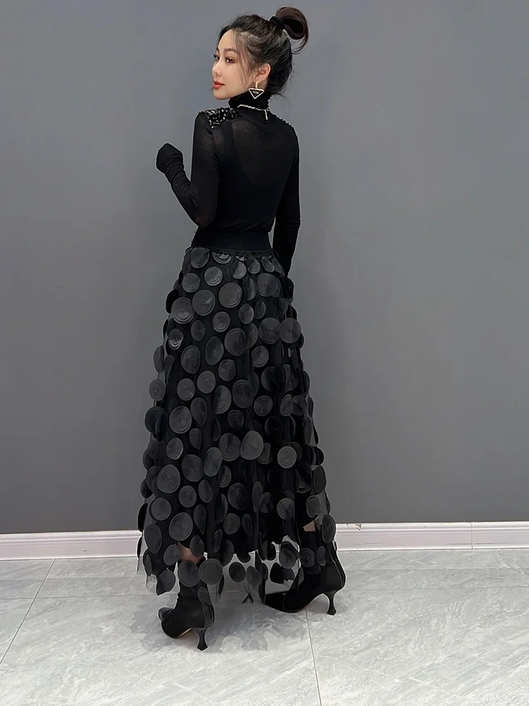 QING MO Polka Dot Femei Fusta Neagra 2023 Primavara-Vara Noi coreea Moda Trend Mozaic Ochiurilor Fusta Streetwear Rochie ZXF1016 - 2