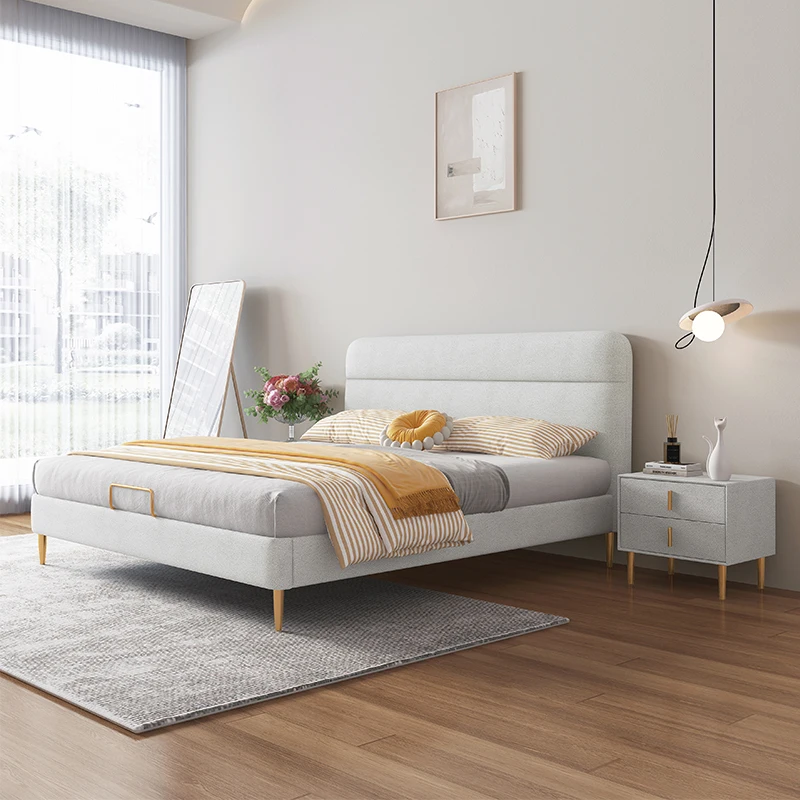 Alb simplu design dormitor set de mobilier de Dormitor cu Pat Seturi de lux king size de stocare paturi - 3