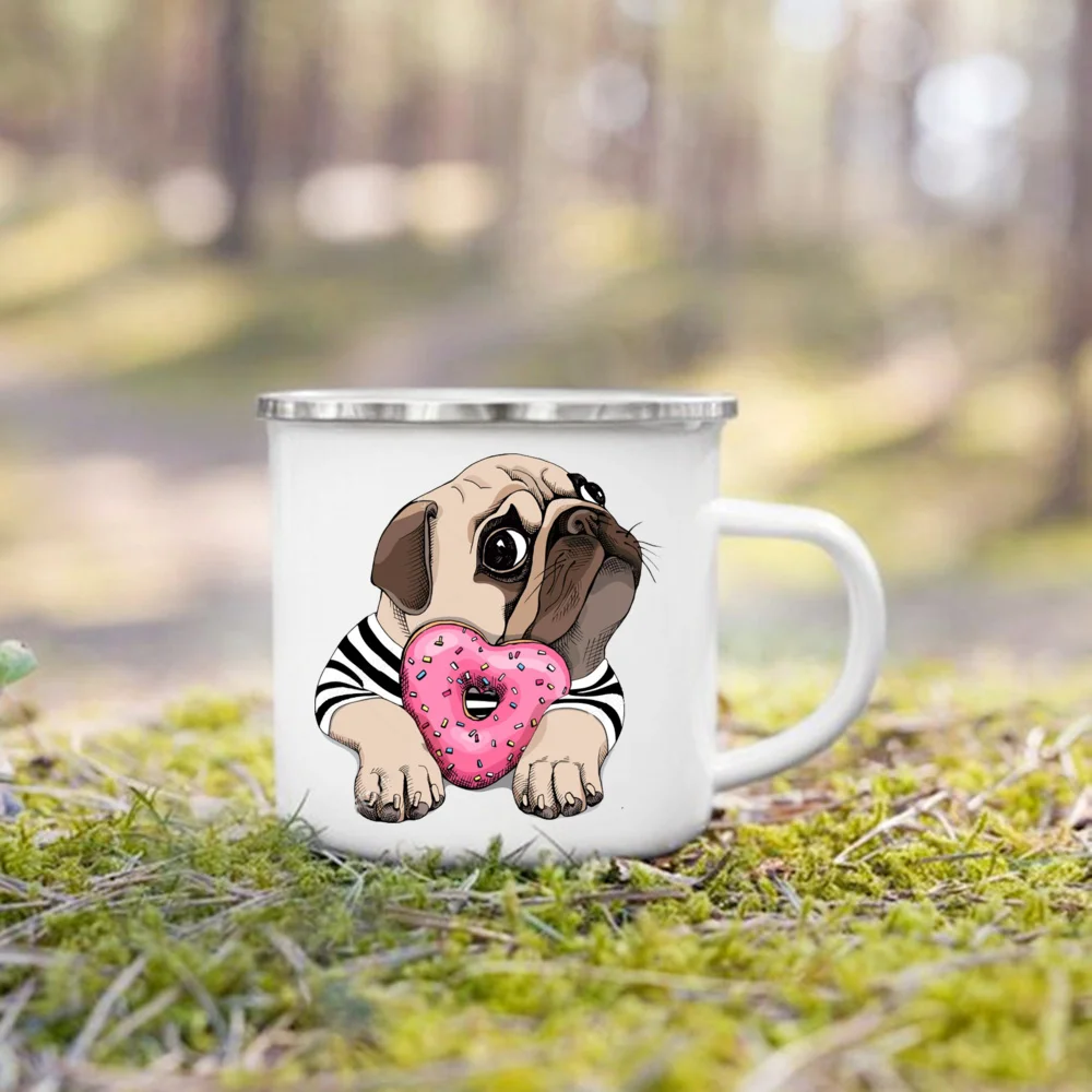 Bulldog francez de Imprimare Cani Creative Ceașcă de Cafea Bea Lapte Cupa de Bere Camping Camfire Email Cani Ocupa Drinkware Cadou de Dragoste de Caine - 3