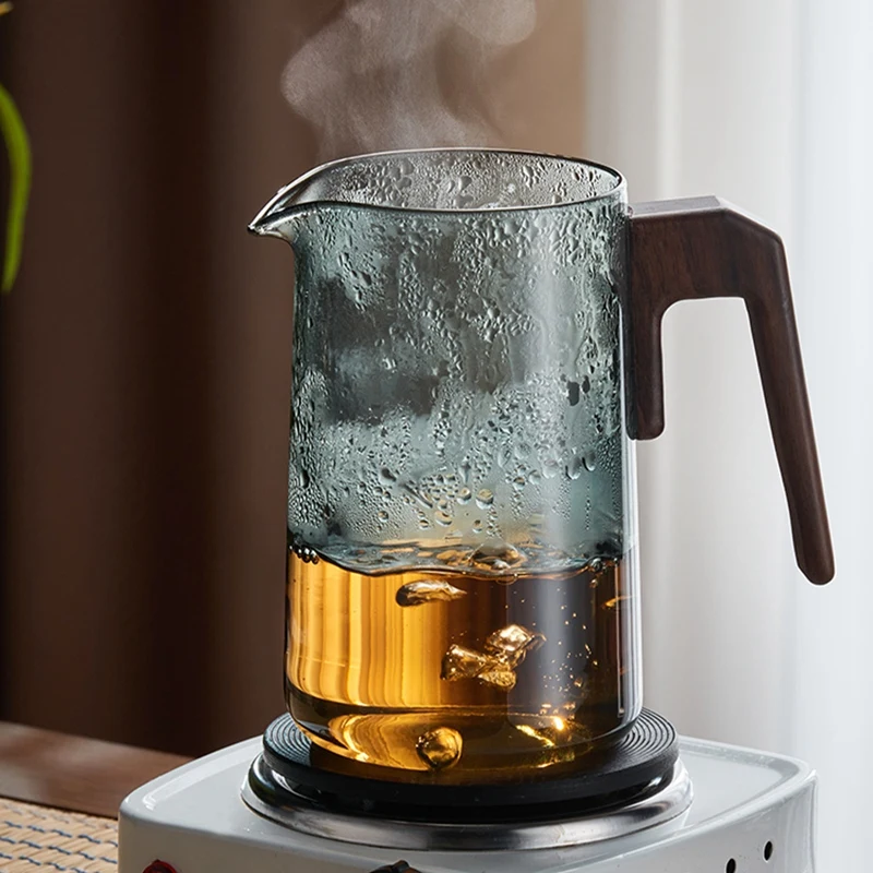 1 BUC Ceainic de Sticlă Cu Mâner din Lemn Încălzit Rezistent la Un singur Buton de Filtrare Ceainic de Sticlă Transparentă Parfumate de Ceai Teaware 750Ml - 4