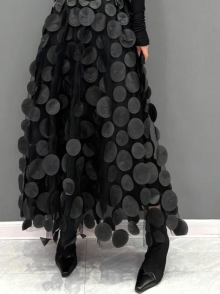 QING MO Polka Dot Femei Fusta Neagra 2023 Primavara-Vara Noi coreea Moda Trend Mozaic Ochiurilor Fusta Streetwear Rochie ZXF1016 - 4
