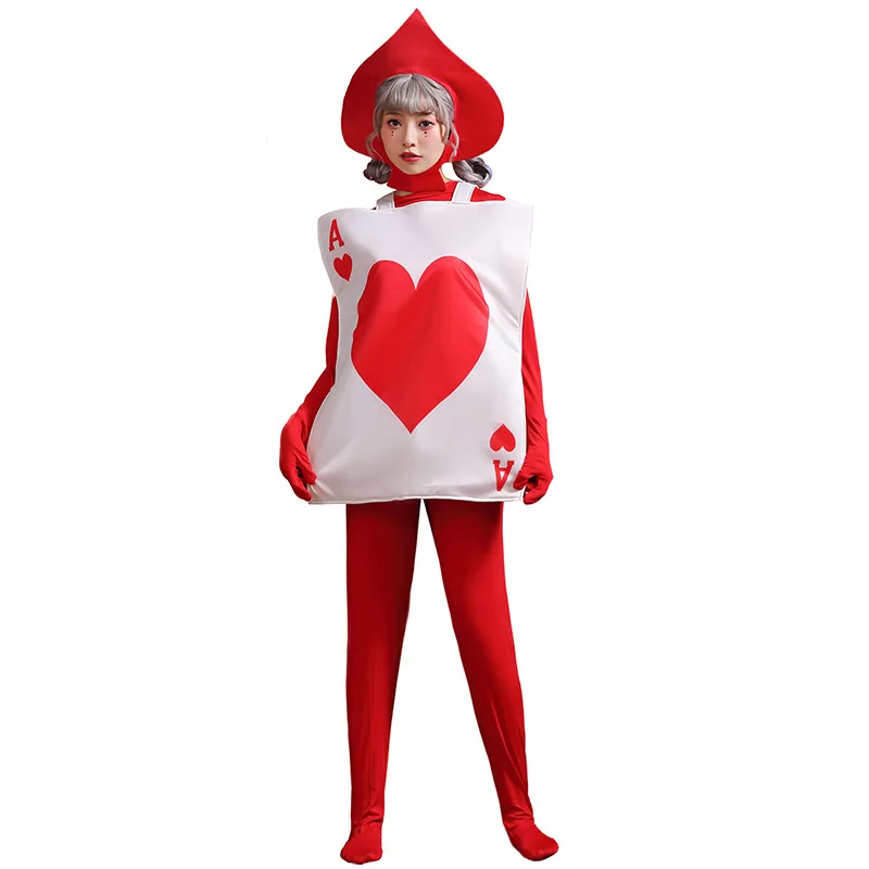 Unisex Părinte-Copil Asul de Pică Inimile Poker Carte de Joc Costum pentru Copii Copil Adult Tunica Pălărie, Costum Petrecere de Halloween Cosplay - 4