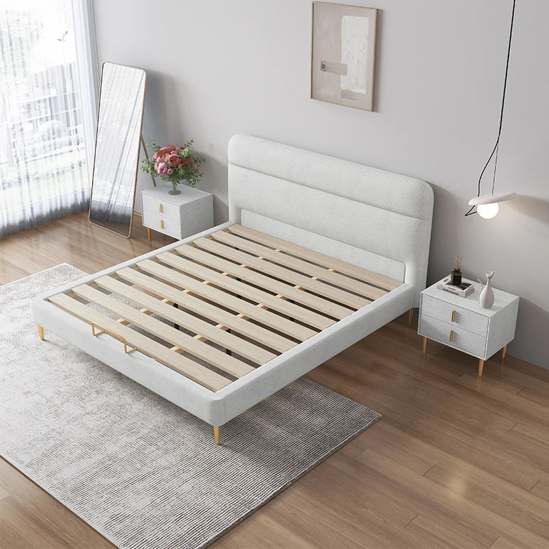 Alb simplu design dormitor set de mobilier de Dormitor cu Pat Seturi de lux king size de stocare paturi - 5