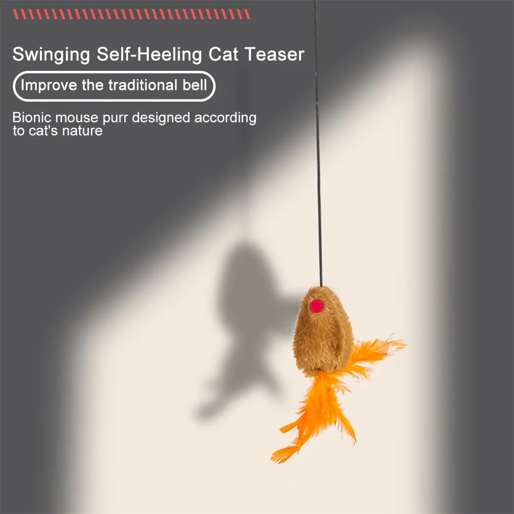 Interactive Teaser Jucărie Amuzant Teaser Bagheta Jucărie Traceless Cârlig cu Coarda Elastica Simulate Mouse-ul Apeluri pentru Pisici faza de Urmărire Exercițiu - 5