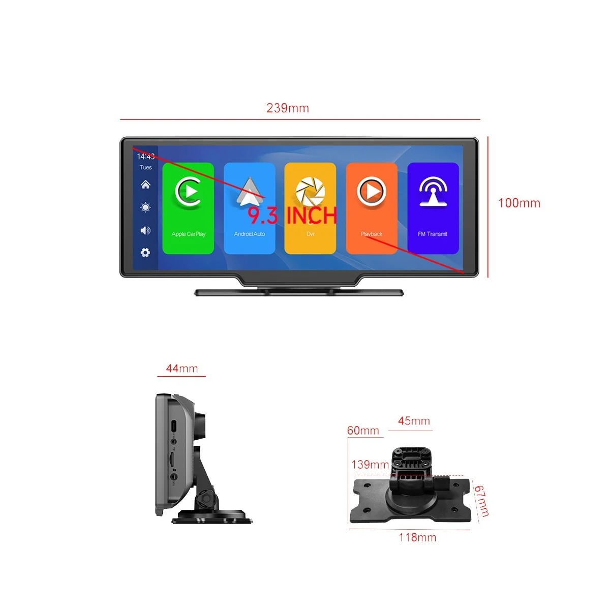 Tabloul De Bord Auto Camera Video Recorder Camera Frontală Ecran Inteligent Smart Player In Masina Inversarea Display - 5